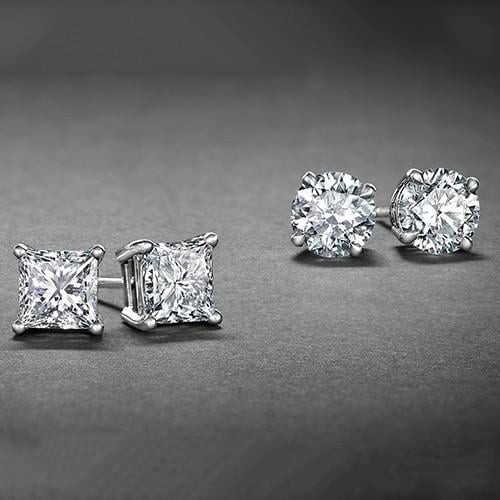 14K Yellow Gold CZ Cubic Zirconia Princess Stud Earrings With Screw Back 14K Yellow Gold CZ Cubic Zirconia Princess Stud Earrings With Screw Back